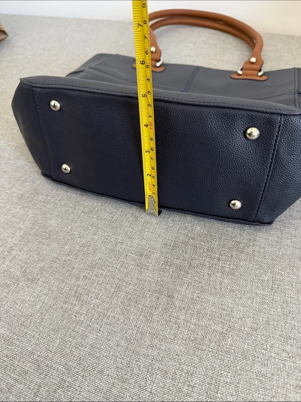 Tignanello leather Navy Tote with Brown Handles